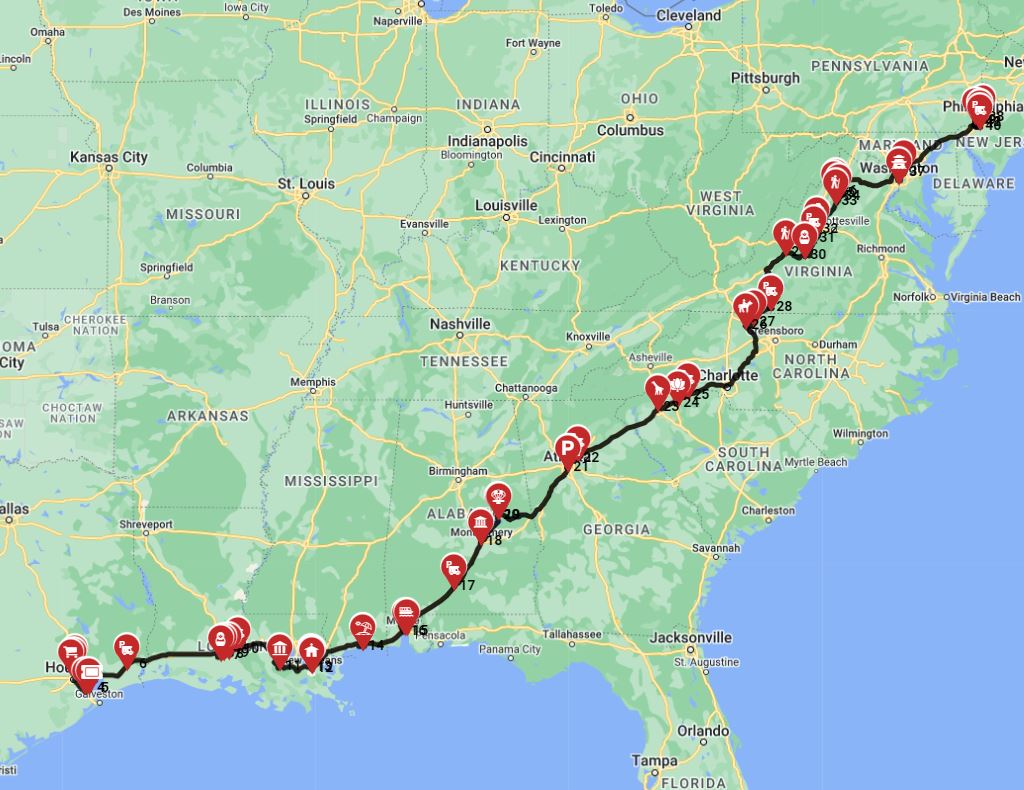 Epic motorhome trip from Houston to Philadelphia